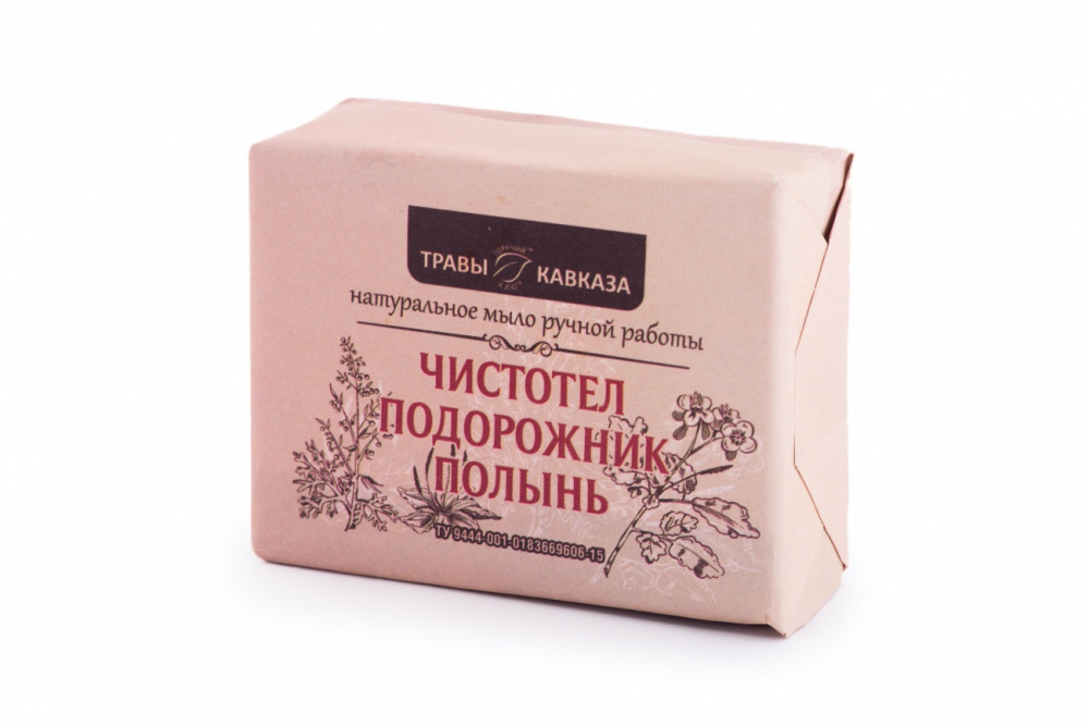 Купить мыло натуральное ручной работы "чистотел, подорожник, полынь" с доставкой по России